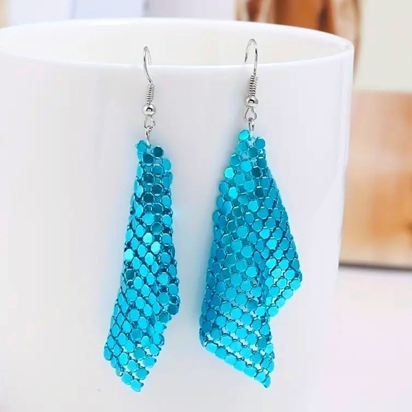 Jewelry - Teal Metal Mesh Earrings